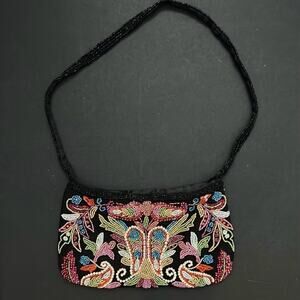 Express 90s Retro Style Black Beaded Women's Bag in Colorful Beads and Sequins